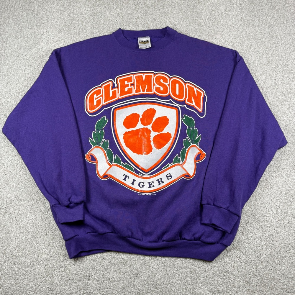 Tultex Sweatshirt Mens XL Purple Clemson Tigers Vintage Made in USA NCAA